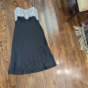 wild fable Black Slip Dress with White Lace Bodice